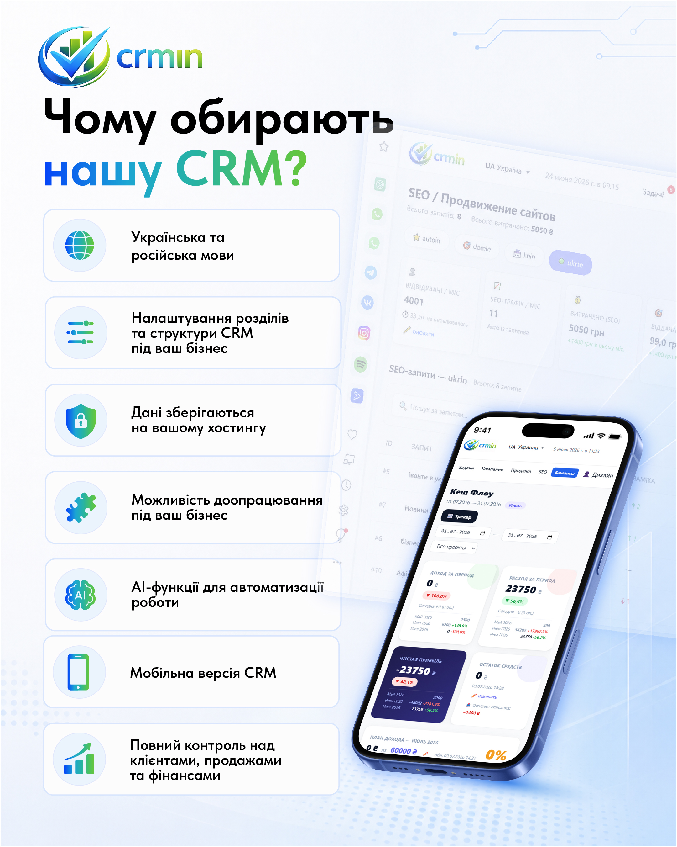 Власна CRM-система для бізнесу | crmin