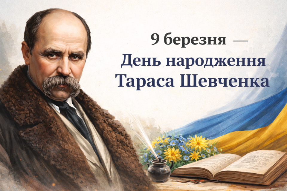 9 березня — день народження Тараса Шевченка